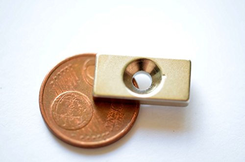 5 Stück !! 20 mm x 10 mm Loch 4 mm, Neodymmagnet, Blockmagnet, Magnet mit Loch, Magnet mit Bohrung Magneten, Neodymium Magnets, starker Magnet, Kühlschrankmagnet, Geocaching