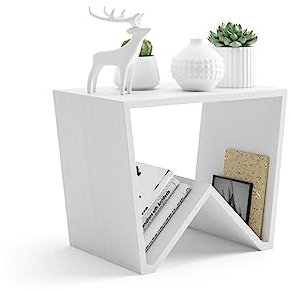 MOBILI FIVER, Mesa de Centro Emma, Color Fresno Blanco, Aglomerado y Melamina, Mesa de Centro salón, Mesa de Centro Baja, Made In Italy