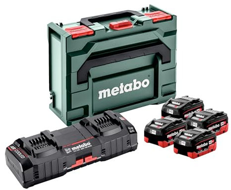 metabo Basis-Set 4 x LiHD 8,0 Ah ASC 145 Duo + mB – 685135000 – Akkuset für vierfache Power und doppeltes Schnellladen für maximale Leistung – Inklusive 18-V-Akkus und Ladegerät