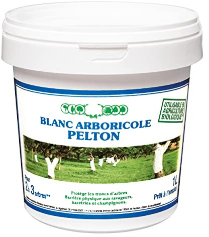 PELTON FERTILIGENE PBLAN1N - Soin des Arbres Blanc Arboricole seau 1 L - Prêt à l'emploi et naturel - Protège les arbres - Barrière physique contre ravageurs, bactéries, champignons - Jusqu'à 3 arbres