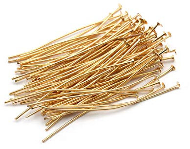 Vintageparts Nietstifte in lightgoldfarben 50mm 80 Stück zum Schmuck selber basteln
