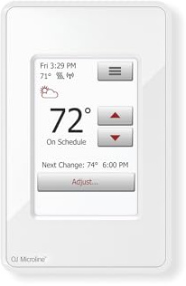 OJ Microline Thermostat with Built-in GFCI UWG4-4999. WiFi Touch Screen Programmable Thermostat for Electric Radiant Floor Heating System, Dual Sensing and Dual Voltage Capabilities, Plus Floor Sensor