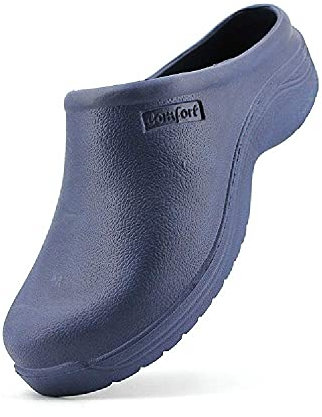 JOMIX Zuecos Sanitarios Mujer Calzado de Trabajo Hospital Cocina Jardín Zuecos Ergonómicos con Punta Cerrada Fabricados en Europa, Navy Azul, 36 EU