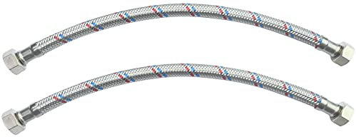 AERZETIX - C51045- Lot de 2- Tuyau de raccordement flexible - 300mm - 3/8 Femelle - 3/8Femelle - robinet mitigeur sanitaire cuisine salle de bain plomberie