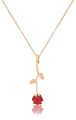 Einzelstück Halskette mit Rosen-Anhänger 925 Sterling Silber Rosé vergoldet I Geschenk Damen Mädchen (Rose Roségold)