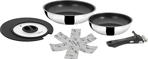 BRUNNER 0804036N Pfannen-Set aus Edelstahl, Academy Double Pan 22/20, geeignet für Gas