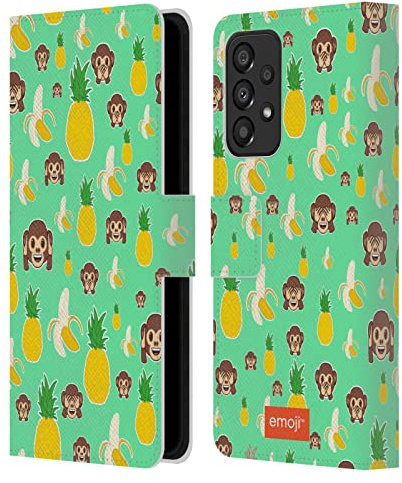 Head Case Designs Offizielle Emoji® Banana Ananas AFFE Muster 5 Leder Brieftaschen Handyhülle Hülle Huelle kompatibel mit Galaxy A33 5G (2022)