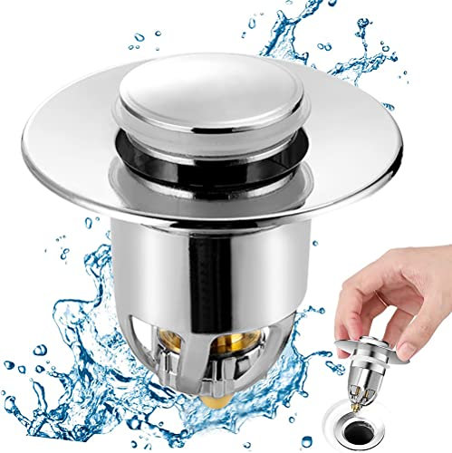Tappo Lavandino Bagno Universale,Pop Up Con Filtro Anti Clogging Tappo di scarico in metallo per vasca da bagno, cucina, lavabo (apertura foro di scarico 33-40 mm)