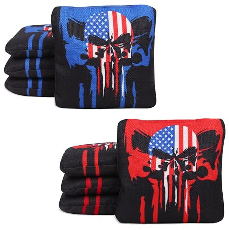JST GAMEZ Professionelle Turnier-Cornhole-Taschen, Set mit 8 Stück, 15,2 x 15,2 cm, 425,2–453,6 g, doppelseitig, glatt und klebend, vierfach genähte Haltbarkeit, hochwertige Harzfüllung, inklusive