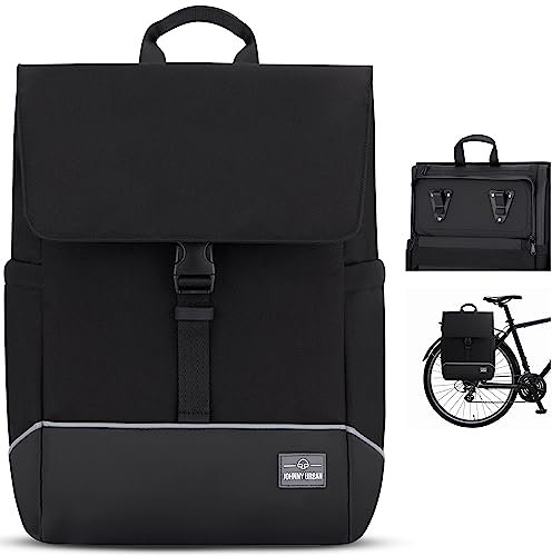 Johnny Urban Fahrradtaschen für Gepäckträger Damen & Herren Schwarz - Mika Bike - 2 in 1 Fahrrad Tasche Rucksack & Gepäckträgertasche Hinten - Wasserabweisend
