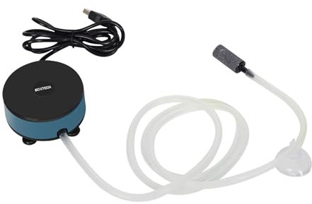 Boxtech Mini Aquarium Luftpumpe USB - Sauerstoffpumpe Leise Sauerstoffbelüfter Pumpe Bubbler Kit mit Luftstein, Luftschlauch 1W für Fish Tank