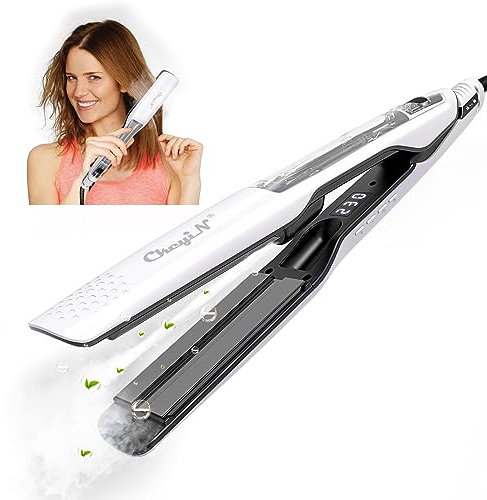 CkeyiN Glätteisen Glätteisen Haarpflege Haarglätter mit extra breiten 44mm Platten und digitalem LCD Display