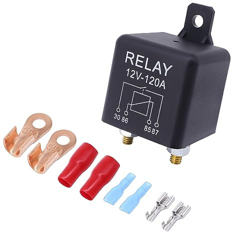 HISports Relais Batterie Trennrelais 12V 120A KFZ Relais Set,Auto Starter Heavy Duty Relais,LKW Motorstarter Relais mit 4 Terminals für Auto PKW Wohnwagen