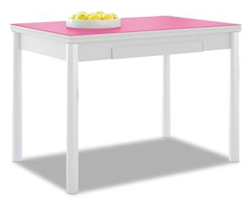 ASTIMESA - Mesa de Cocina Extensible - Estructura Blanca - Color Rosa - Ideal para Espacios Pequeños - Medidas: 90 x 50 cm - Extensible: 140 x 50 cm
