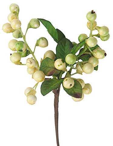 belupai Tallo de Bayas Artificiales de 9,8 Pulgadas, Rama de Bayas de Acebo de Imitación, Ramo de Flores de Bayas de Espuma, Selección de Bayas Falsas para Bricolaje, árbol de Navidad,(Blanco)