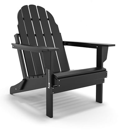 Adirondack Klappstuhl – strapazierfähiges HDPE-Poly-Holz, wetterbeständig, faltbarer, übergroßer Balkonstuhl, Veranda, Terrasse, Outdoor-Stuhl für Rasen, Hinterhof, Deck, Garten, Camping, einfache