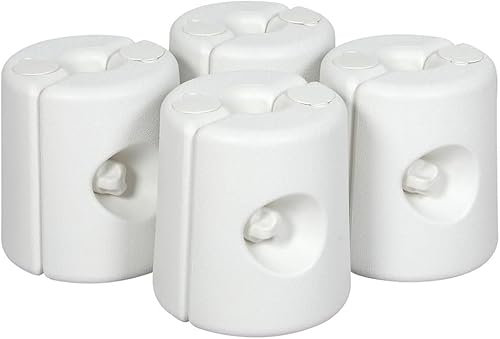 White or Grey Gazebo Leg Weights - Fill with Water or Sand - Outdoor Pole Anchor Gazebos, Marquees, Market Stalls, Party Tents - Plastic Weather Resistant (4, White)