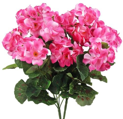 2 gerani artificiali, fiori artificiali di seta sono utilizzati per la decorazione della casa, interni, esterni, giardino, patio, vaso, decorazione della tavola, decorazione della casa (rosa)