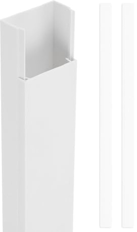 sourcing map 2pcs Cord Hider Wall 17inx1.5inx0.75in (LxWxH) PVC Cable Cover Self Adhesive Wire Hider Wall Mounted TV Cable Raceway for Cables Management (34in Total Length)