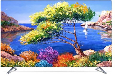 Housse de protection for TV d'intérieur douce en polyester de 22 à 80 pouces, anti-poussière, protection d'écran for téléviseurs montés sur pied, peintures, impressions, décoration artistique(Sea,28in
