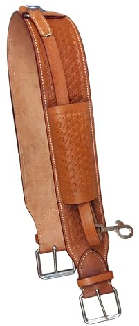 Hulara Comfytack Western-Sattelgurt aus geschnitztem Leder, mit Bucking-Riemen, hochwertiger Flanken-Gürtel, Leder, Pferdegurt, 137,2 cm, Braun