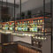 RAJYQODIS Portabottiglie da appendere, portabicchieri da soffitto in metallo, portabottiglie da bar a 2 livelli, per bar, ristorante, caffetteria e cucina (Nero, 120cm)