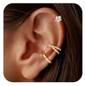 Carffordo 3Pcs Ear Cuffs Non Piercing for Women, Dainty Clip on Earrings