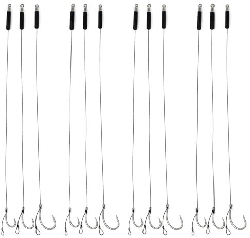 12Pcs Hooks Curve Shank Carp Hooks Sizes 6, 8 &10 Fishing Hair Rigs Barbless Carp Fishing Tackle Fishing Hook,Protective Rubber Sleeves for Freshwater & Saltwater Angling