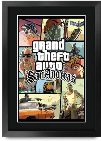 HWC Trading Grand Theft Auto San Andreas Geschenke: Gedrucktes, signiertes Autogrammbild für Videospiel-Fans und Gamer - A3 Gerahmt