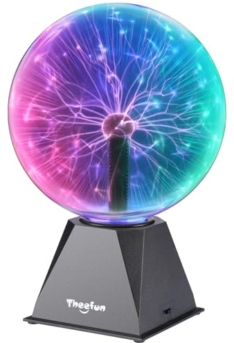 Theefun 8 Zoll Plasmakugel, Magische Plasma Kugel Zauberkugel Berührung & Sound Aktivierte Leuchtlampe Pädagogisches Physik Plasmalampe für Weihnachten Geschenk, Partys, Dekorationen (3-Farbige)
