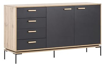 Schildmeyer Looks by Wolfgang Joop Sideboard, Eiche Landhaus mit schwarz, Holzwerkstoff, 154.6 x 45 x 85.7 cm, 701729