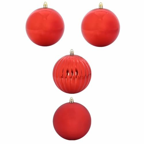 vidaXL Christmas Bauble Set 4 pcs Red, Living Room Decor, Traditional Christmas Baubles, Modern Ornaments, Holiday Tree, Elegant Seasonal Decorations
