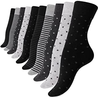 Vincent Creation 10 Paar Süsse Damensocken & Mädchensocken Dot´s and Stripes, Baumwolle - gepunktet und geringelt