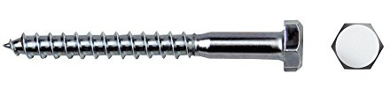 Celo 986057175 - Tirafondo Cabeza Hexagonal Din 571 Diámetro 8X60 Mm, Cincado, 75 Unidades