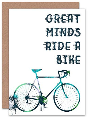 Wee Blue Coo Great Minds Ride A Bike - Cycling Sealed Greeting Card Plus Envelope Blank inside