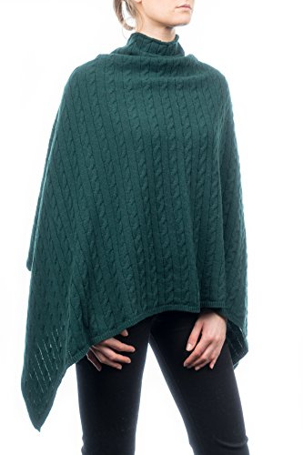 Dalle Piane Cashmere Damen Poncho mit Zopfmuster Kaschmir-Mix | Umhang für Herbst, Winter, Stadt und Reisen, 75x60 cm, Einheitsgröße, Geschenk für Sie, Made in Italy