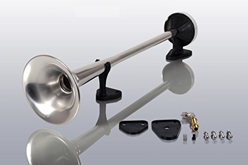 Marco Edelstahl LKW Druckluft Einzelhorn 53cm lang (aus Edelstahl) + Magnetventil 24V inkl. Anschluss- und Anbaumaterial