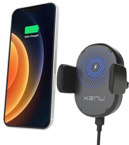 Kenu Airframe Car Phone Mount Wireless Charger - Air Vent Cell Phone Holder, Qi Fast-Charging, Expandable Grip, Use with iPhones, Samsung and Androids