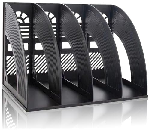 KXF Arched File Organiser Desktop Organizer for A4 Documents File Folder Holder Office Desk Storage Kitchen Organiser Plastic Magazine Rack Dividers 4 Compartments Frame Cabinet For Home School