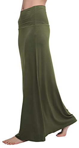 Urban GoCo Jupe Yoga de Femmes Élastique en Forme de Cocon À Taille Haute Longue Maxi Jupe De Large Ouverture (S, Armée Verte)