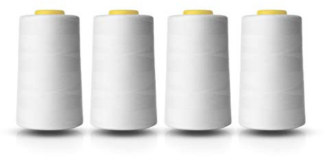 Realm Filo di poliestere per macchina da cucire overlock, 4.5000 m, bianco, nero, naturale, blu navy rosso (naturale)
