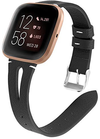 AISPORTS Kompatibel mit Fitbit Versa 2 Armband Leder für Frauen, Weiches Sport Atmungsaktiv Lederarmband Ersatzband mit Metall Schnalle Ersatz Armband für Fitbit Versa 2/Fitbit Versa/Fitbit Versa Lite