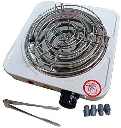 KitaBulb Electric Charcoal Burner 1500W White Hot Plate for Coconut Coal Coffee/Tea/Milk- include Grid and Tongs