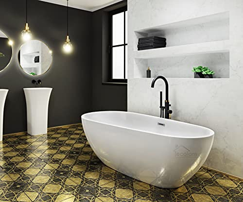 ECOLAM® exklusive freistehende Badewanne Standbadewanne moderne Wanne freistehend Kira 166x85 cm Luxus glamour + Ablaufgarnitur Click Clack Design Acryl weiß