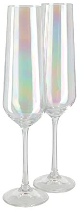 Peill+Putzler 2er-Set Sektkelche mit Stiel 200 ml | moderne Sektgläser in perlmutt aus irisierendem Kristallglas | Tulpenform für vollmundiges Aroma von Sekt, Champagner oder Prosecco