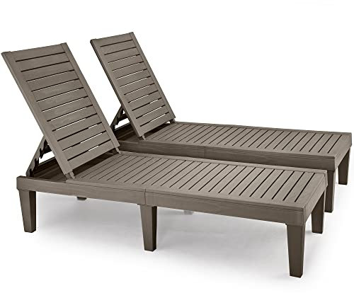 YITAHOME 2-er Sonnenliege mit Verstellbarer Rückenlehne, leicht wasserdicht Gartenliege mit 200kg Belastbarkeit für Patio/Strand/Terrasse/Pool (Taupe)