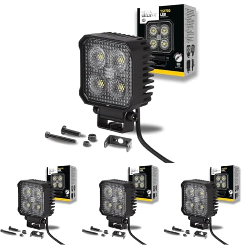 Hella 1GA 357 110-002 LED-Arbeitsscheinwerfer - Valuefit TS1700-12/24V - eckig - 1700lm - Anbau/geschraubt - Nahfeldausleuchtung - Kabel: 800mm - Stecker: offene Kabelenden, 4er Packung