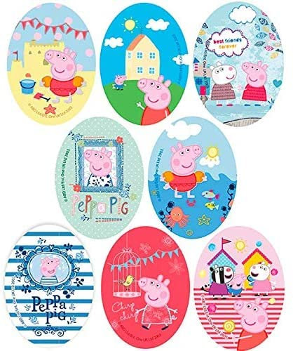 8 Screen-Printed Children's Patches for Ironing onto Clothes. Heat-Adhesive Applications for Repairing and Decorating Trousers, Jackets, Jumpers, Backpacks, etc. (Peppa Pig)