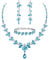 Ever Faith Austrian Crystal Bridal Bridesmaid Jewelry Set, Elegant Marquise Rhinestone Leaf Necklace Earrings Tennis Bracelet Set Sky Blue Silver-Tone