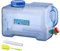 RUYI Bidon d'eau avec robinet et couvercle à visser, sans BPA, réservoir d'eau potable, portable avec poignée, pour caravane, pique-nique, randonnée, 18 L, bleu transparent